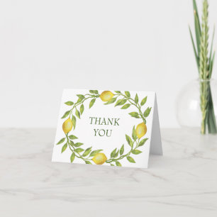 Elegant Lemons Watercolor Greenery Thank You Card