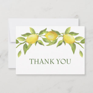 Elegant Lemons Watercolor Greenery Thank You Card