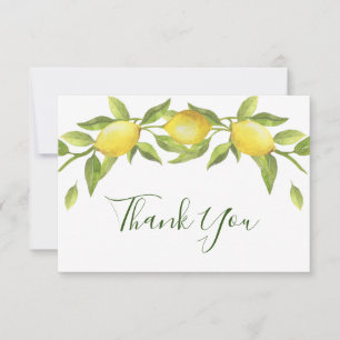 Elegant Lemons Watercolor Greenery Thank You Card