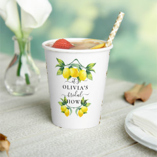 Elegant Lemony Gold Geometric Bridal Shower Paper  Cups