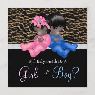 Elegant Leopard Baby Gender Reveal Shower Invitation