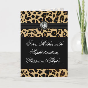 Elegant Leopard Jewel Mother's Day Greeting Card