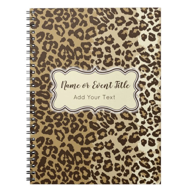 Elegant Leopard Pattern Customise Name & Event Notebook (Front)