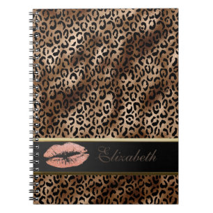 Elegant Leopard Pattern Glitter Lips Notebook