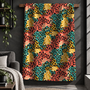 Elegant Leopard Print Abstract Colourful Blanket