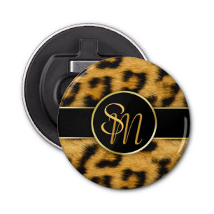 Elegant Leopard Print Monogram - Bottle Opener