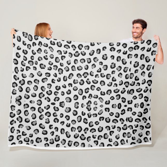 Elegant Leopard Print Monogram Fleece Blanket (In Situ)