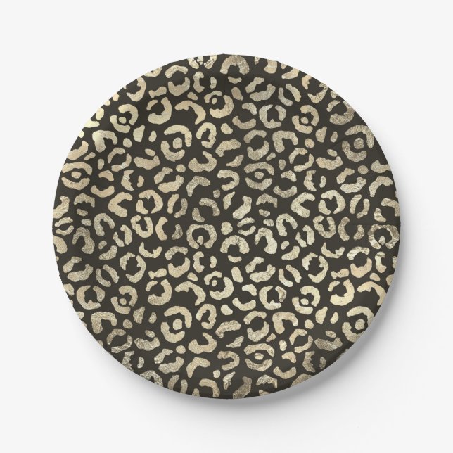 Elegant Leopard Print Paper Plate (Front)