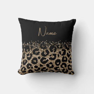 Elegant Leopard Print Pillow with Customisable Nam