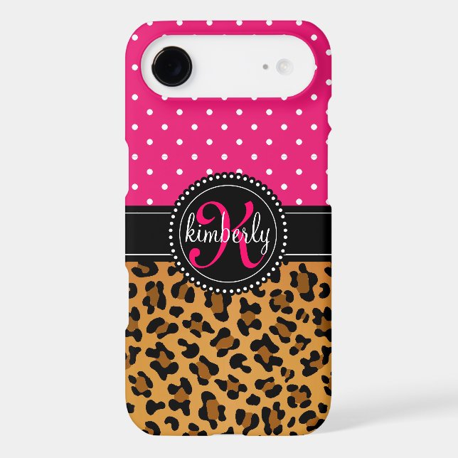 Elegant Leopard Print Pink Dots Girly Chic Custom Case-Mate iPhone Case (Back)
