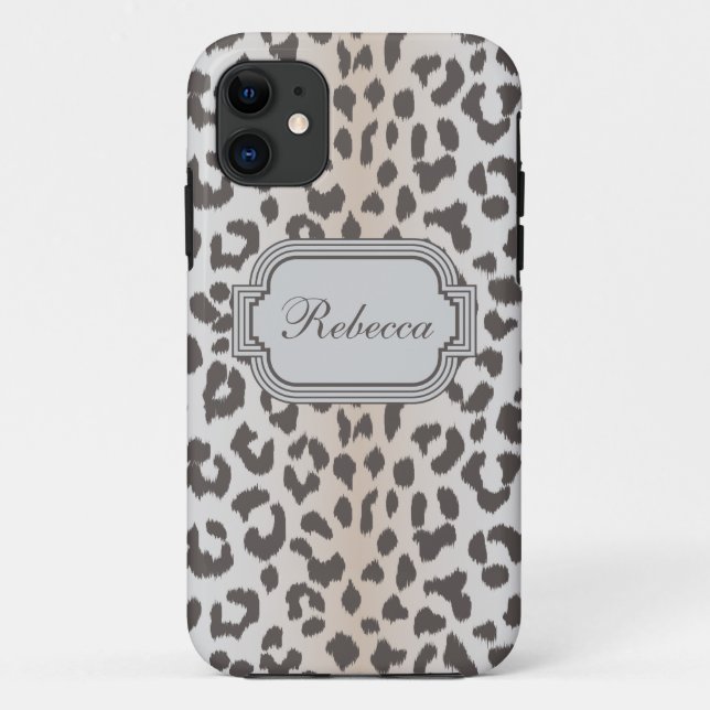 Elegant  leopard print with monogram Case-Mate iPhone case (Back)