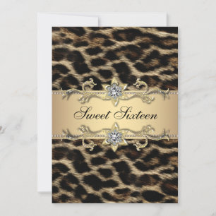 Elegant Leopard Sweet Sixteen Birthday Party Invitation
