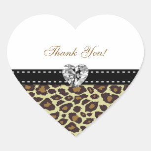 Elegant Leopard Thank You Stickers with Diamond