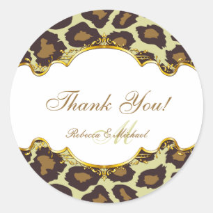 Elegant Leopard Themed Thank You Wedding Stickers