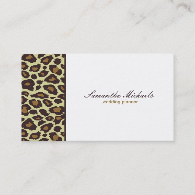Elegant Leopard Wedding Planner Business Card (Front)