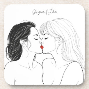 Elegant Lesbian Couple Personalised  Coaster