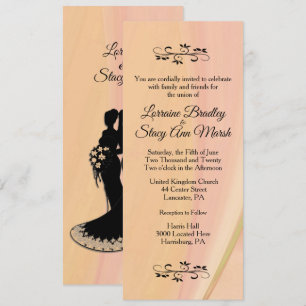 Elegant Lesbian. Wedding Invitation Peach