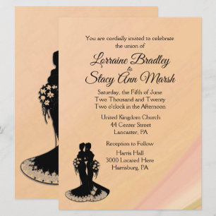 Elegant Lesbian. Wedding Invitation Peach
