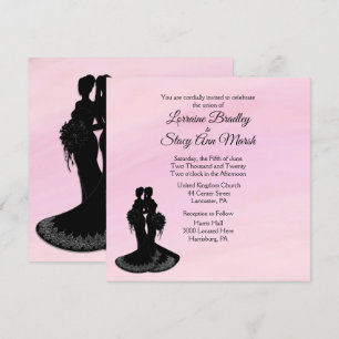 Elegant Lesbian. Wedding Invitation Pink