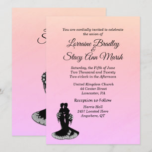 Elegant Lesbian Wedding Pinks Invitation