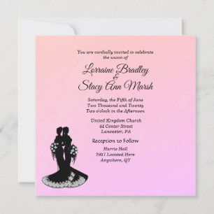 Elegant Lesbian Wedding Pinks Invitation