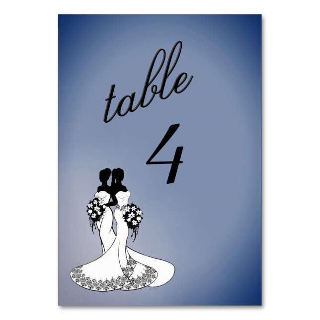 Elegant Lesbian Wedding  Table Number (Front)