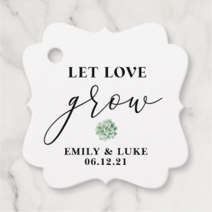 Elegant Let Love Grow Succulent Wedding Favour tag