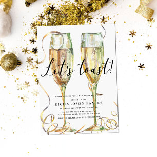Elegant Let’s Toast New Year Party Invitation