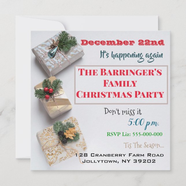 Elegant Let's get together Christmas Party Invitation (Front)
