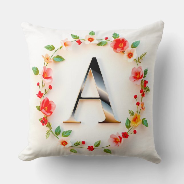 Elegant Letter A Adorned by a Circle Cushion (Front)