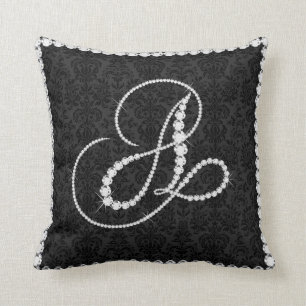 Elegant Letter A Sparkling Diamonds -Monogram Cushion