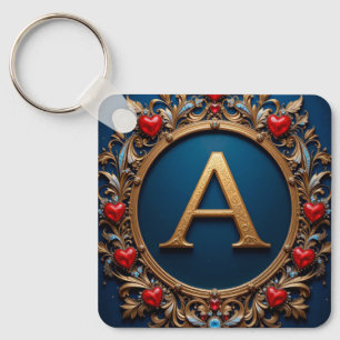 Elegant Letter A With Golden Heart Details ✨ Key Ring