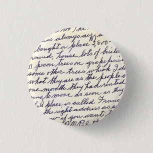 Elegant Letter Handwritten with Love 3 Cm Round Badge