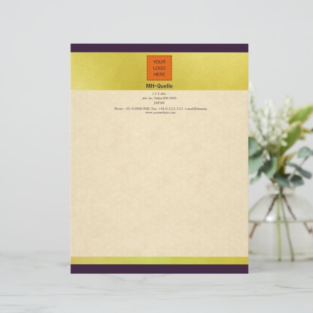 Elegant Letter Head with Hemp Leaf Pattern Custom Letterhead (Standing Front)