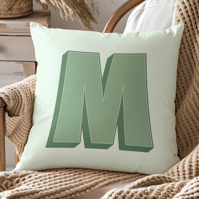 Elegant Letter M Monogram Personalized Initial Cushion (Creator Uploaded)