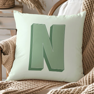 Elegant Letter N Monogram Personalized Initial Cushion