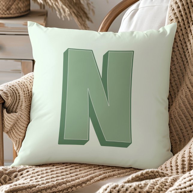 Elegant Letter N Monogram Personalized Initial Cushion (Creator Uploaded)