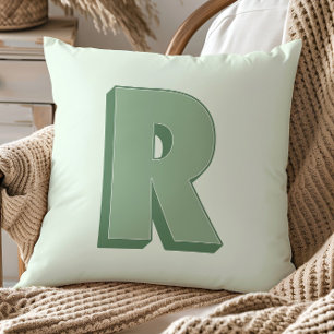 Elegant Letter R Monogram Personalized Initial Cushion