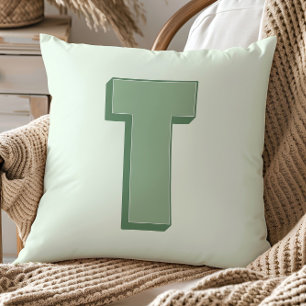 Elegant Letter T Monogram Personalized Initial Cushion