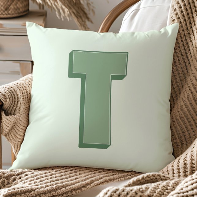 Elegant Letter T Monogram Personalized Initial Cushion (Creator Uploaded)