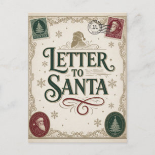 Elegant Letter to Santa Classic Christmas Wishes Postcard