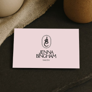 Elegant Lettering Beauty Salon Monogram Logo Pink Business Card