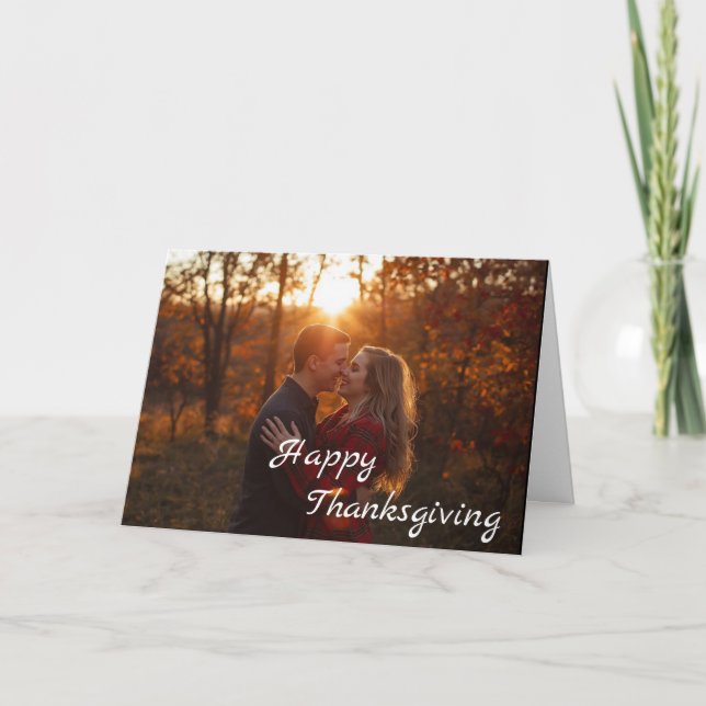 Elegant Lettering Custom Thanksgiving Card (Front)