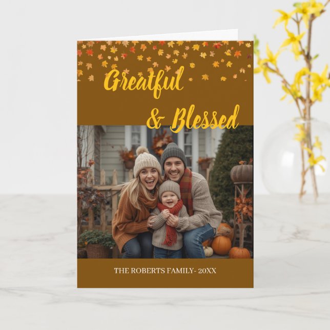 Elegant Lettering Custom Thanksgiving  folded Card (Yellow Flower)