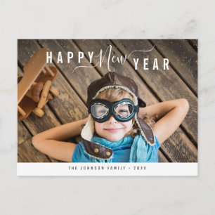 Elegant lettering Happy New Year Postcard