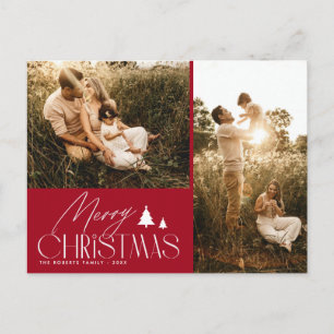 Elegant lettering modern photo christmas postcard