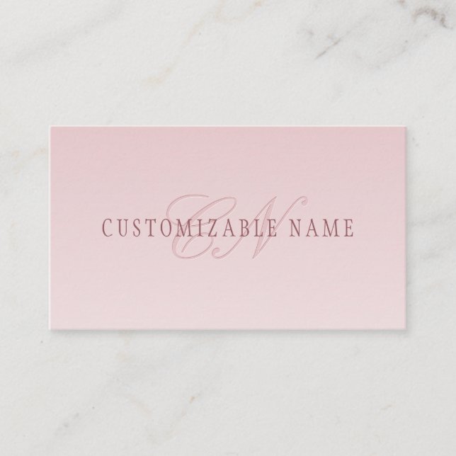 Elegant Lettering & Monogram | Rose Ombre Business Card (Front)