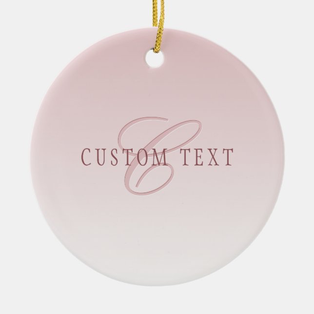 Elegant Lettering & Monogram | Rose Ombre Ceramic Tree Decoration (Front)