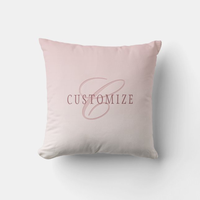 Elegant Lettering & Monogram | Rose Ombre Cushion (Front)