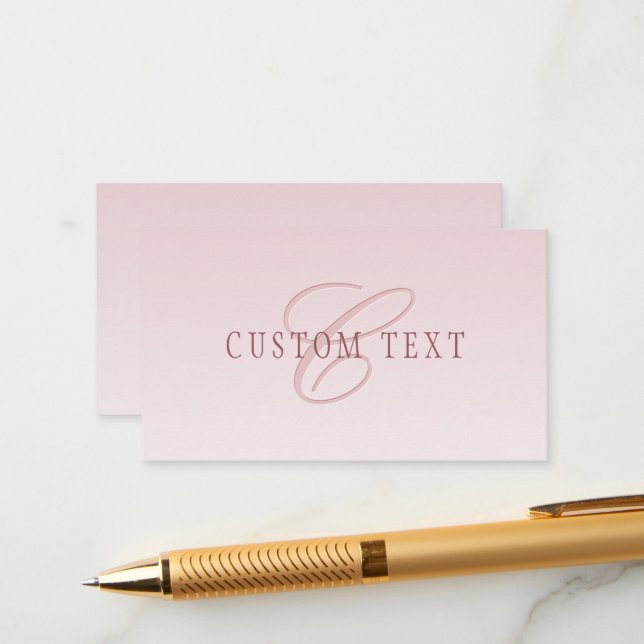 Elegant Lettering & Monogram | Rose Ombre Enclosure Card (Front/Back In Situ)